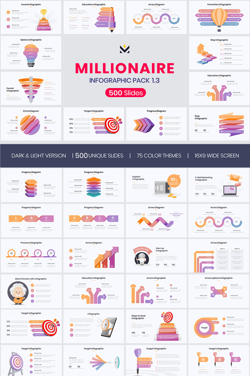 Szablon PowerPoint Millionaire-Elegant Infographic Pack 1.3 #74120 - zrzut ekranu