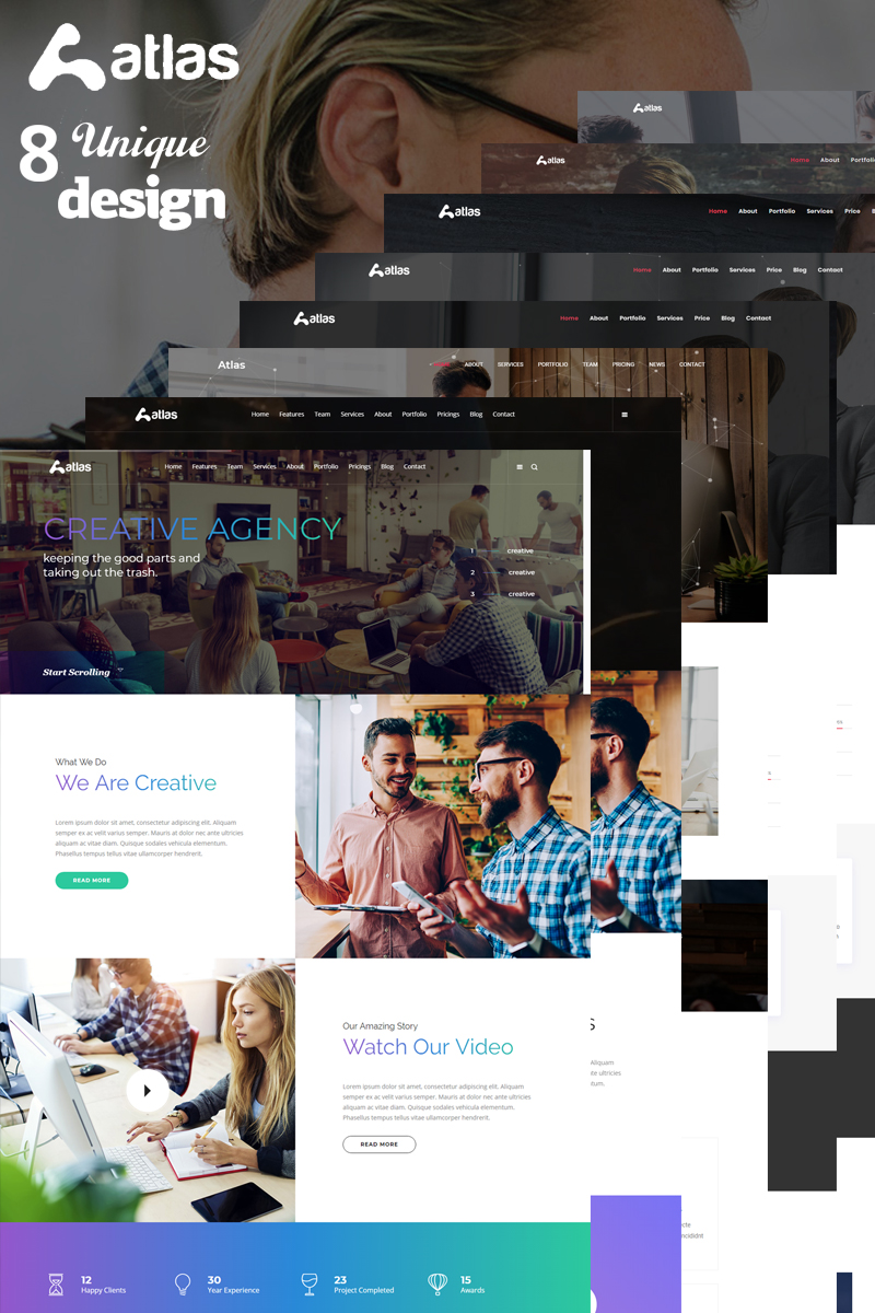 atlas one page creative agency html landing page website templates atlas templates