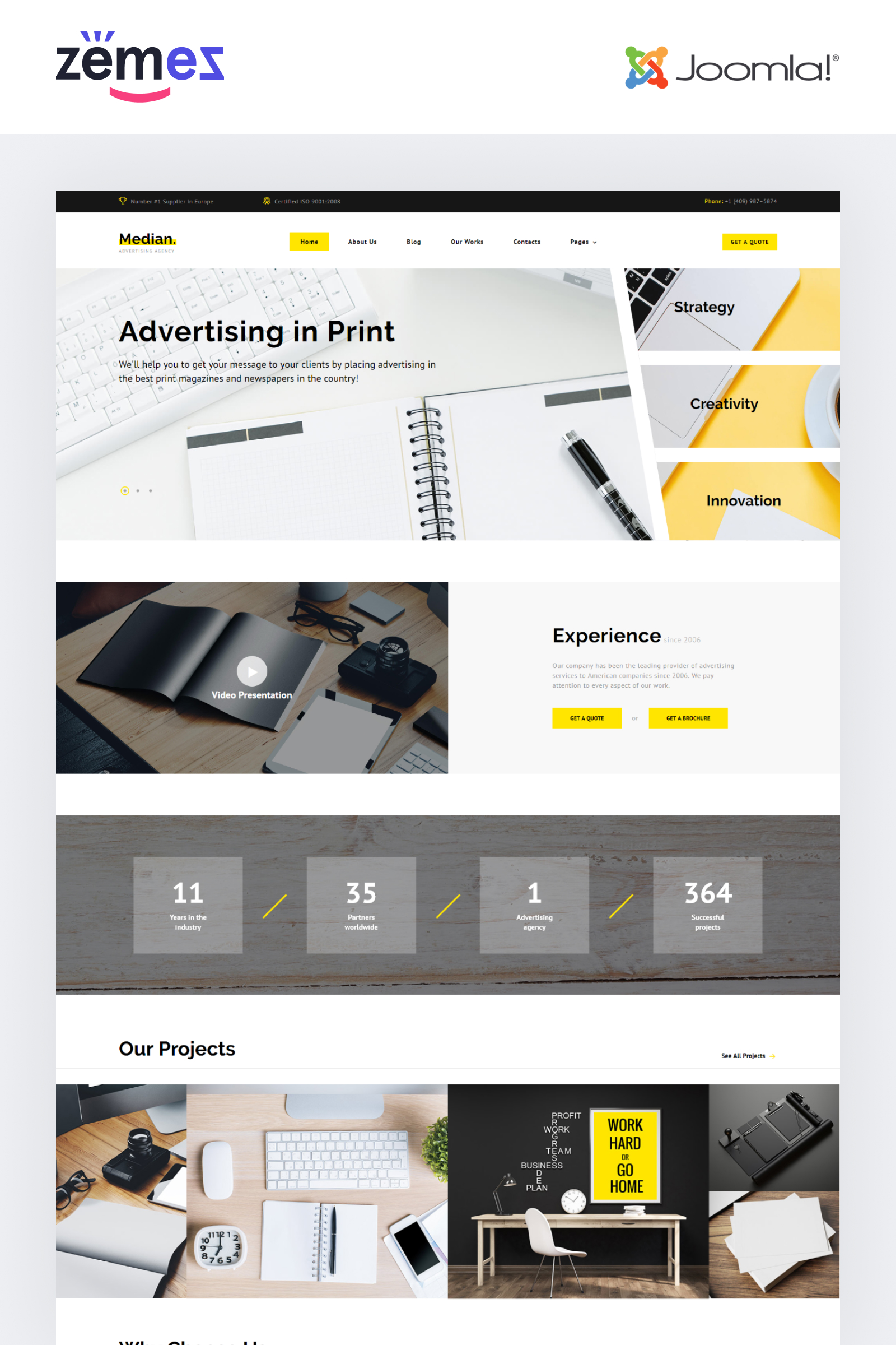 Modello Joomla Responsive #74225 "Median - Advertising Agency Multipage Modern"