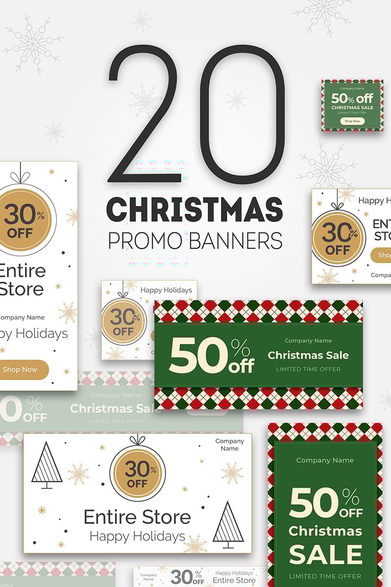 "20 Christmas Promo Banners" Bundle №74361