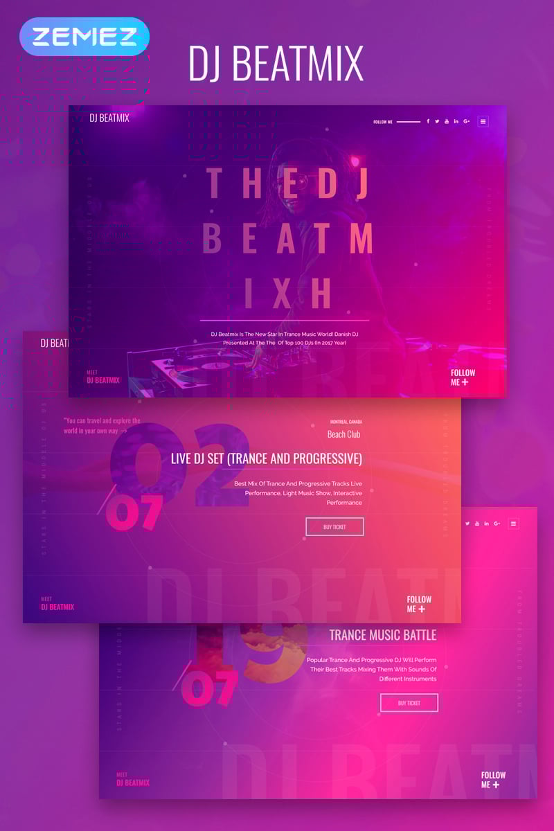 DJ Beatmix - Personal Page Elementor Tema WordPress №74357