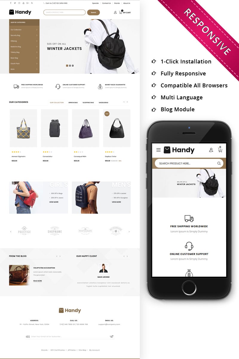 Handy Leather Market Responsive OpenCart Template