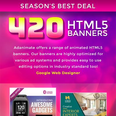 Premium 420 Animated Html5 Banners Bundle #74377