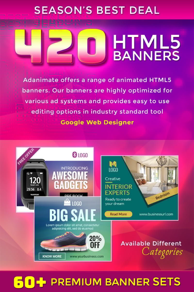Premium Banner Bundle - 420 Animated HTML5 Banner Animated Banner #74377