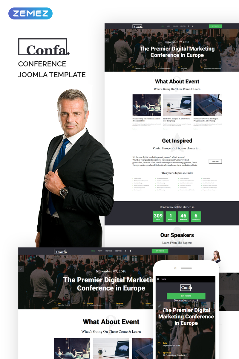 Responsivt Confa - Event Joomla-mall #74338