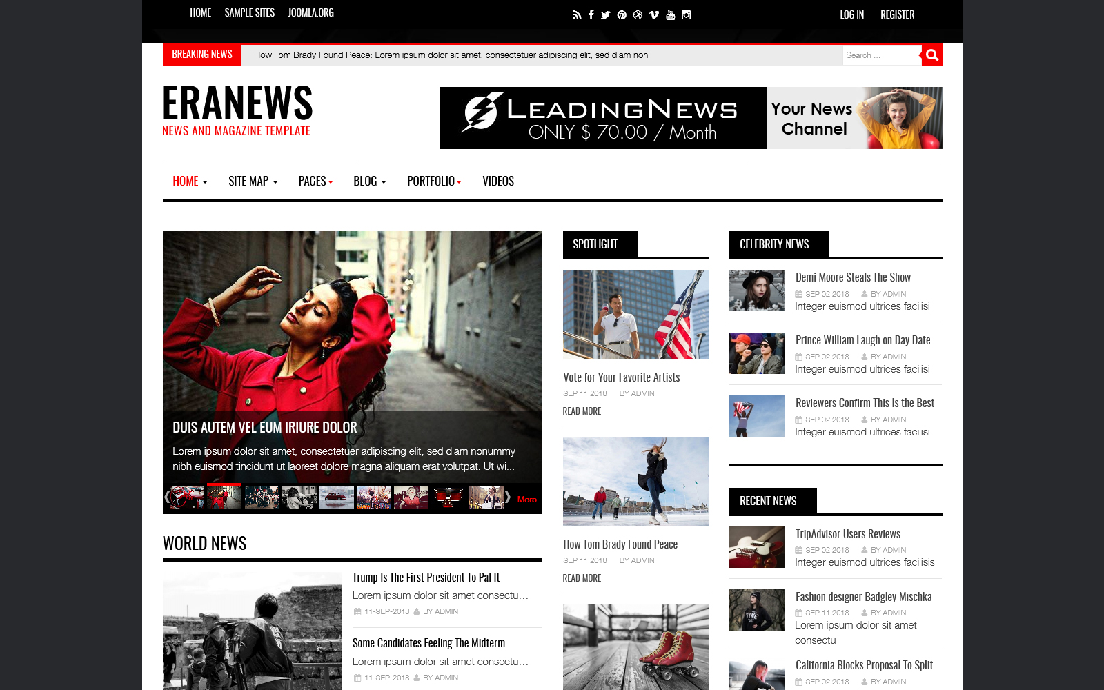 Template Joomla Responsive #74344 "Eranews News and Magazine"