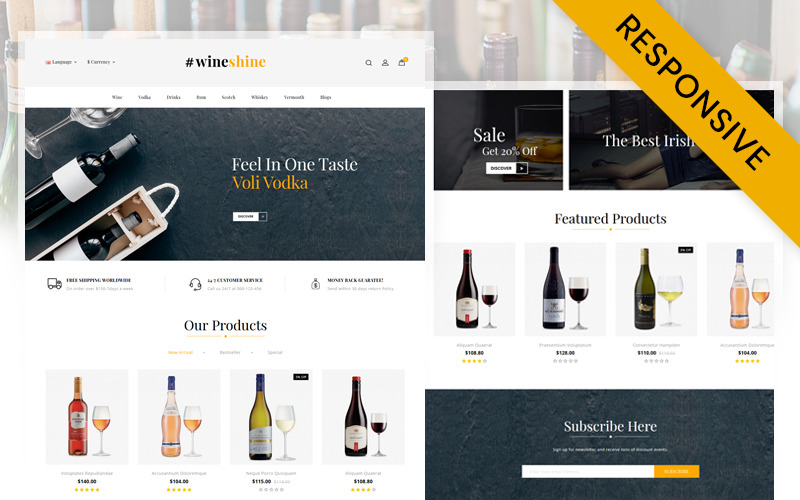 Wine Shine Store OpenCart Responsive Template OpenCart Template