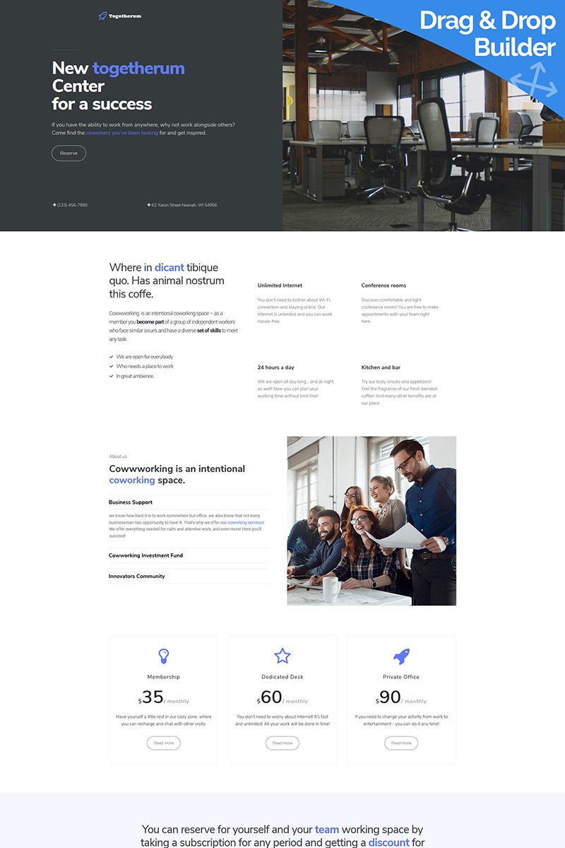 Togetherum - Coworking Centre Moto CMS 3 Template