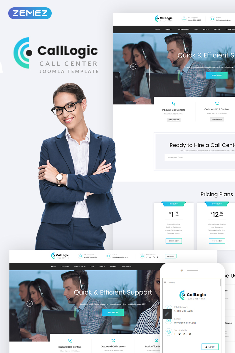 "CallLogic - Сall Сenter" - адаптивний Joomla шаблон №74464
