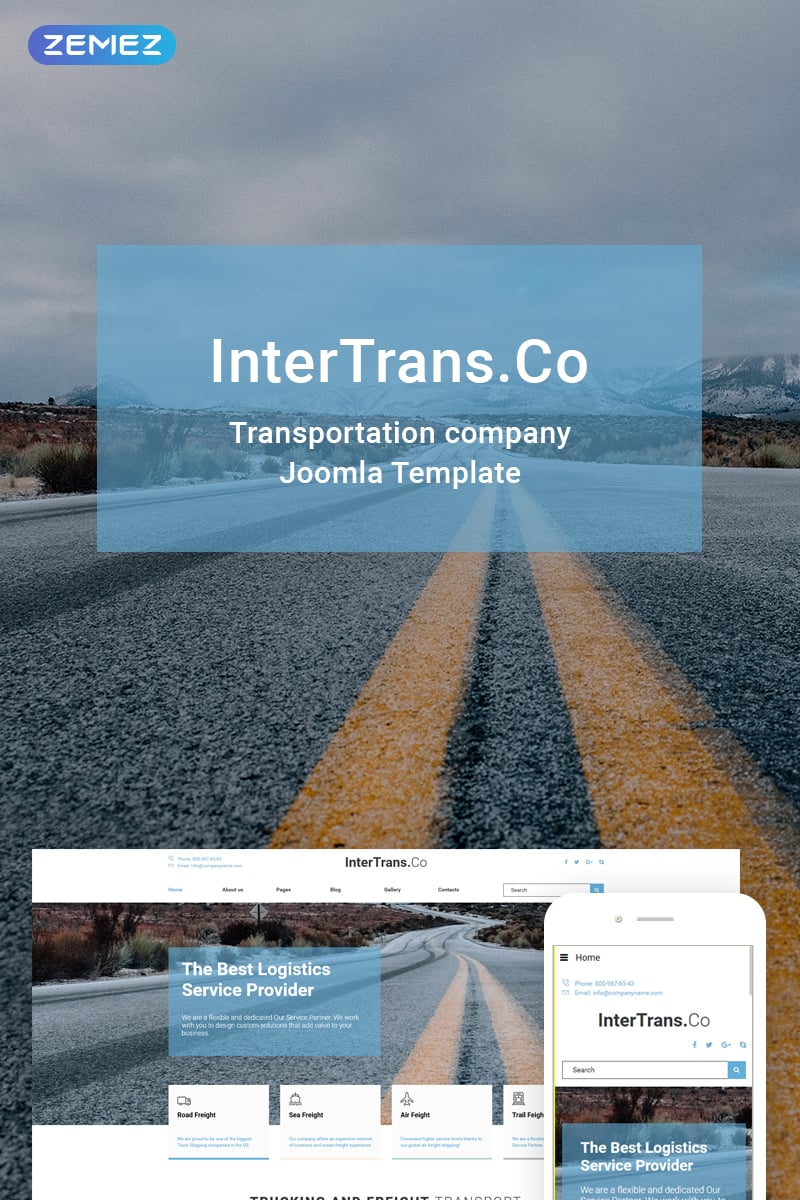 "InterTrans.Co - Transportation" - адаптивний Joomla шаблон №74418
