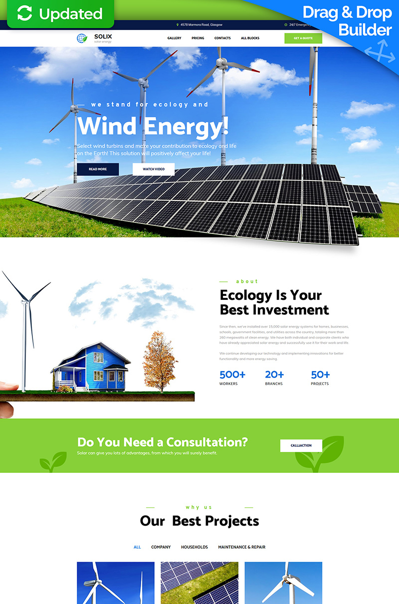Landing Page Template namens "Solix - Solar Energy" #74405