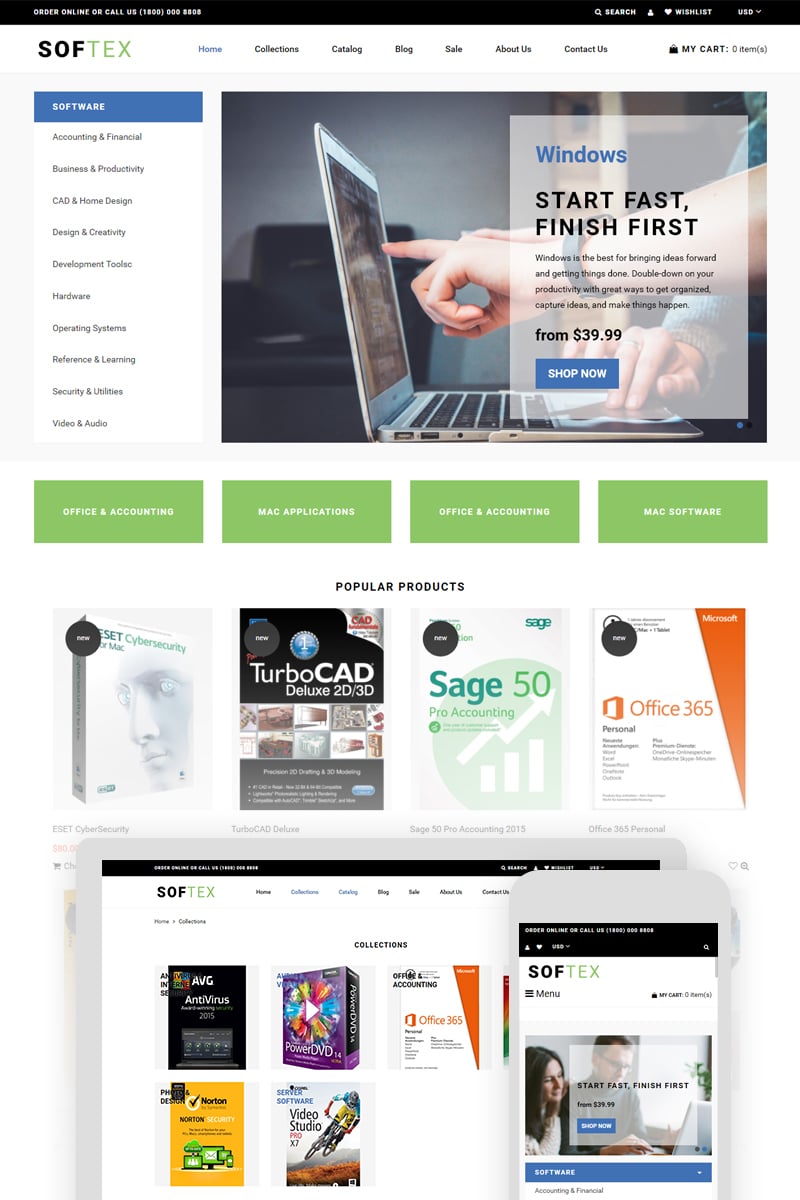 Tema Shopify Responsive #74415 "Softex - Software Store" - screenshot