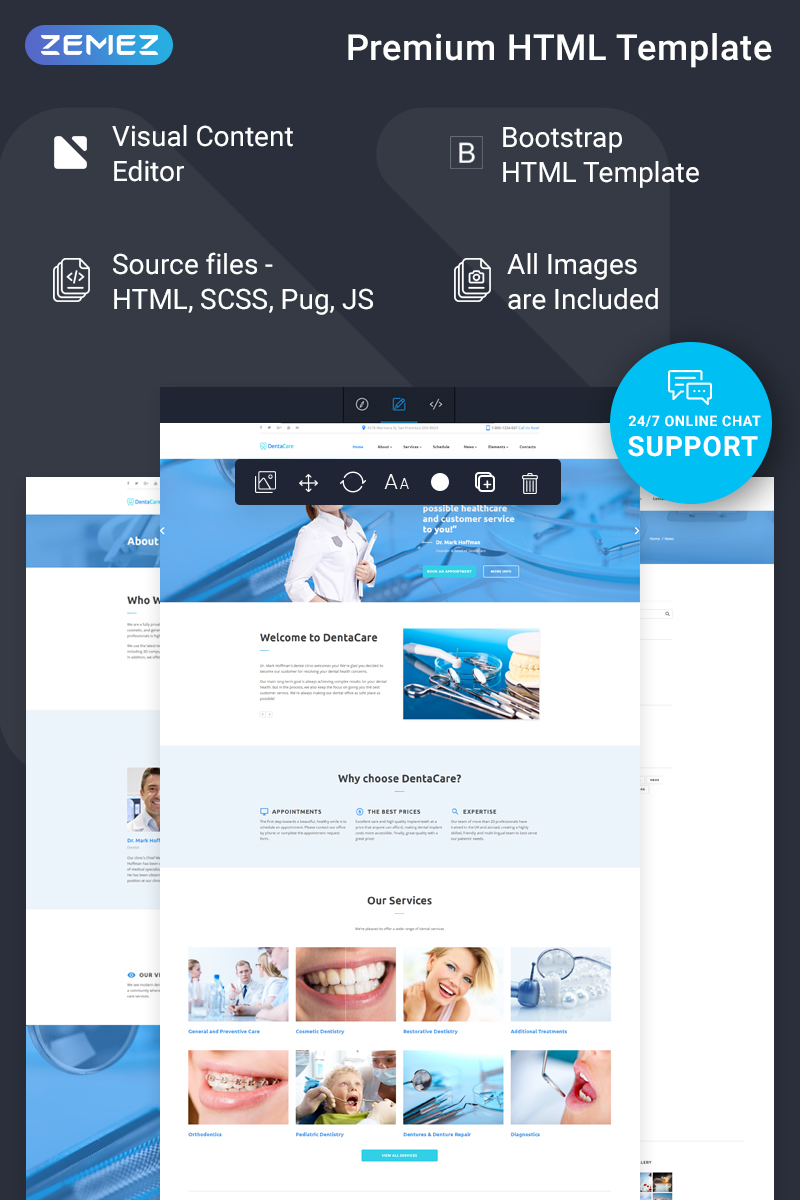 Tema Siti Web Responsive #74487 "DentaCare - Dental Clinic Ready-To-Use"