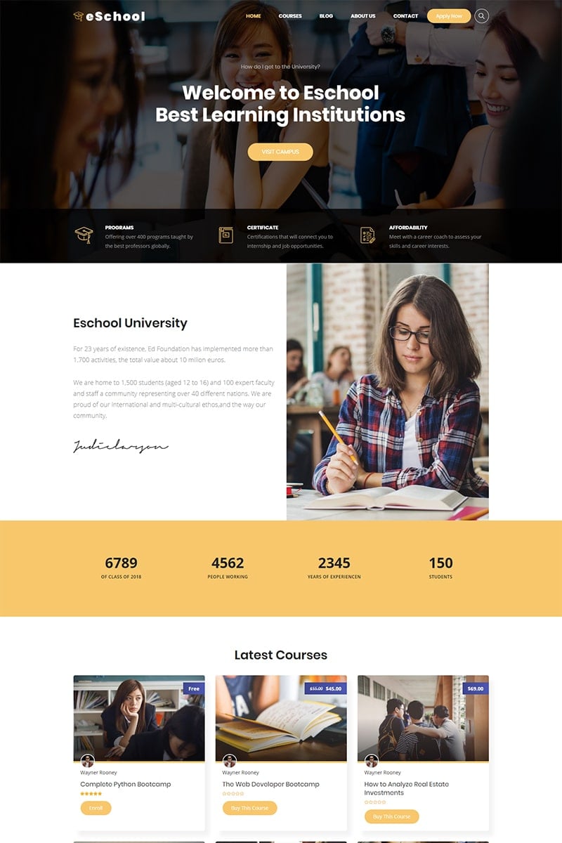"Eschool - Education, University & School" Responsive WordPress thema №74533