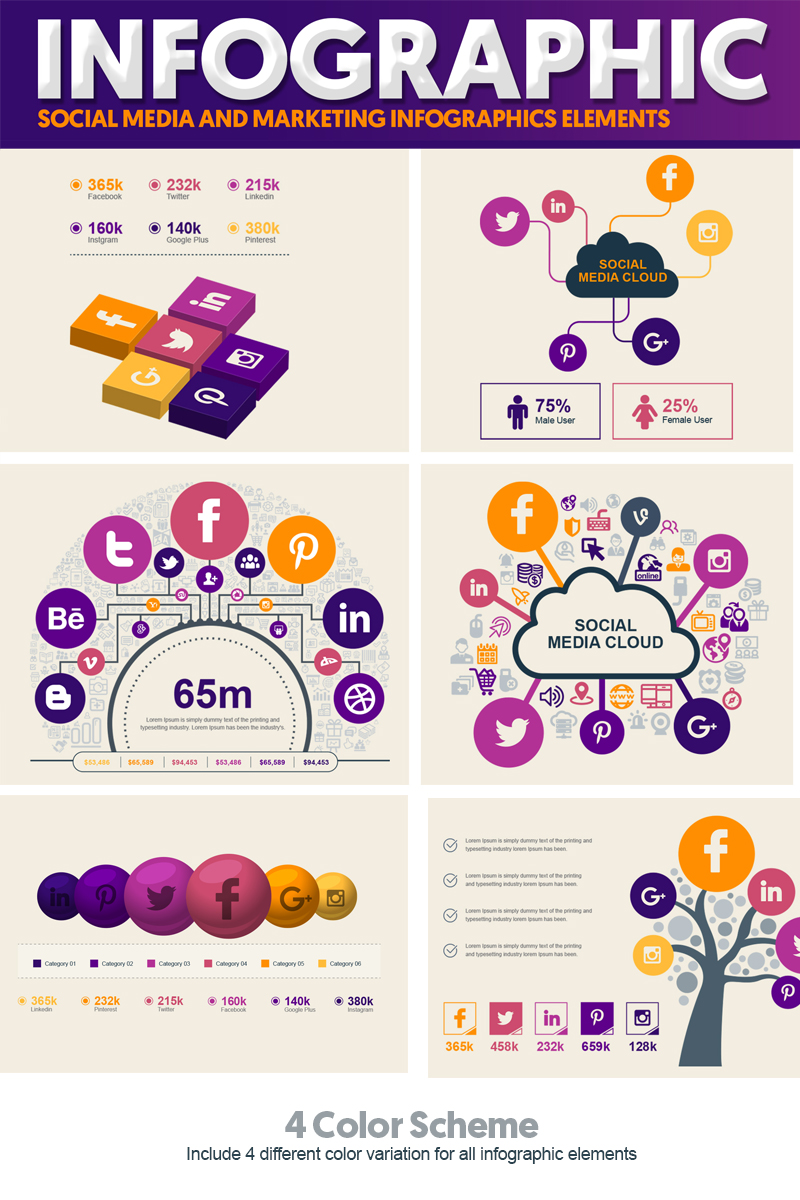 Infografik-Elemente namens "Social Media and Marketing Vector Elements Pack" #74547 - Screenshot