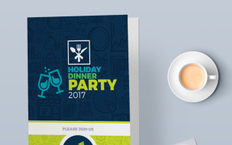 Invitation Card for Holiday Dinner Party PSD Template