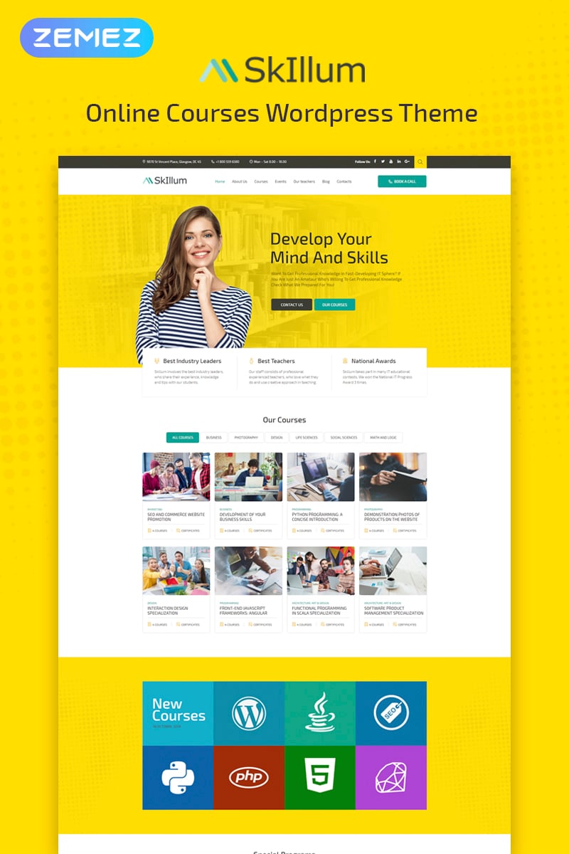 SkIllum - Online Courses Elementor Tema WordPress №74503