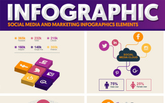 Social Media and Marketing Vector Elements Pack Infographic