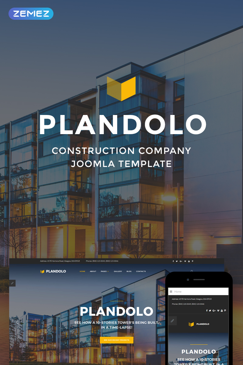 Template Joomla Responsive #74545 "Plandolo - Construction Company"