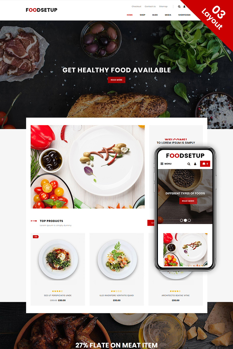 WooCommerce Theme namens "FoodSetup - Food & Restaurant Store" #74683