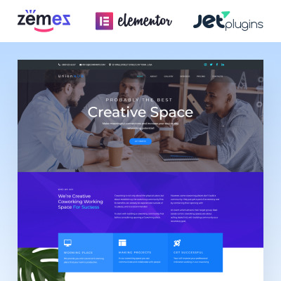 Responsywny motyw WordPress UnionHUB - Coworking Space Elementor #74789 #74789
