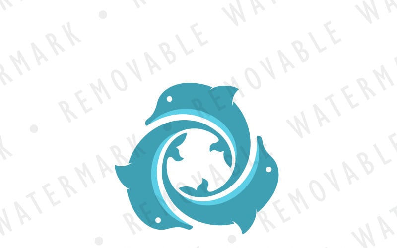 Vortex of Three Dolphins Logo Template