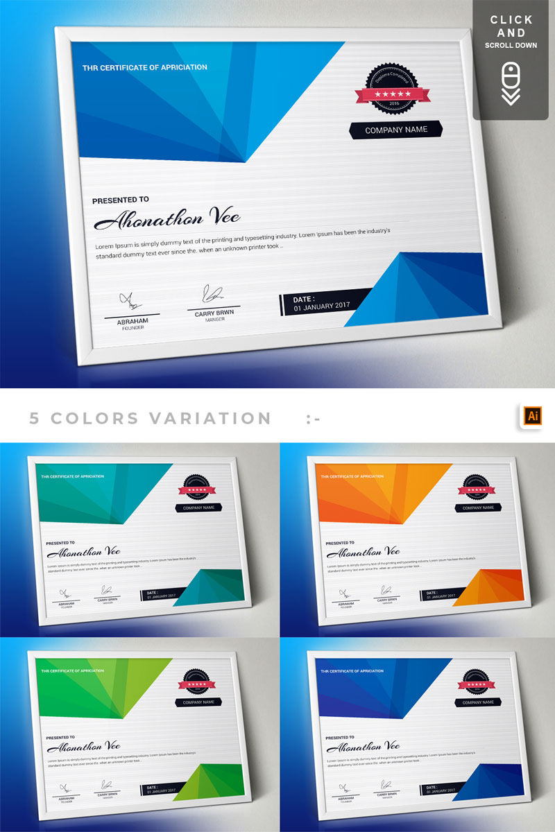 "Corporate & Modern | Vol. 01" modèle de certificat #74897
