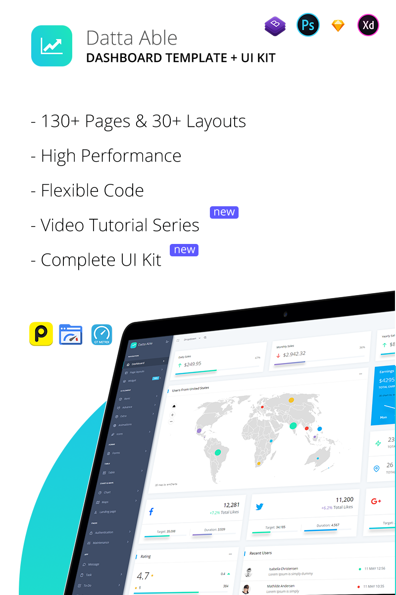 Datta Able Bootstrap Admin Template - screenshot