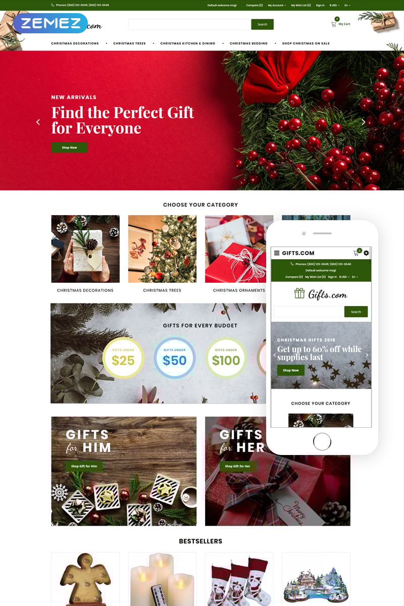 Gifts.com - Christmas Presents Shop OpenCart Template - screenshot