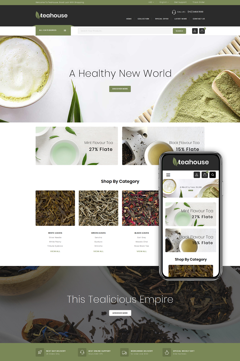 Magento Theme namens "Teahouse - Multipurpose Store" #74818