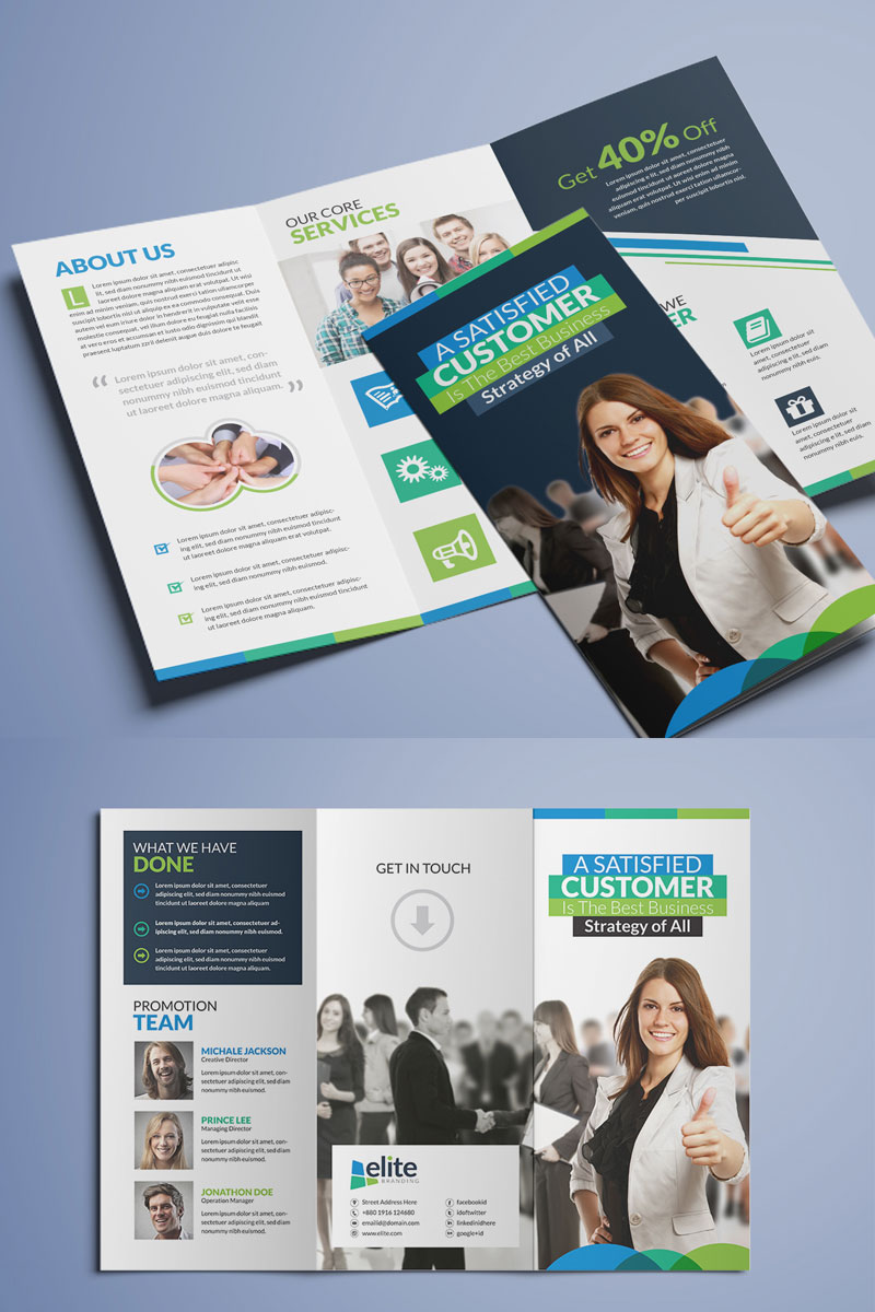 Plantilla De Identidad Corporativa "Clean Tri-Fold Brochure" #74842 - captura de pantalla