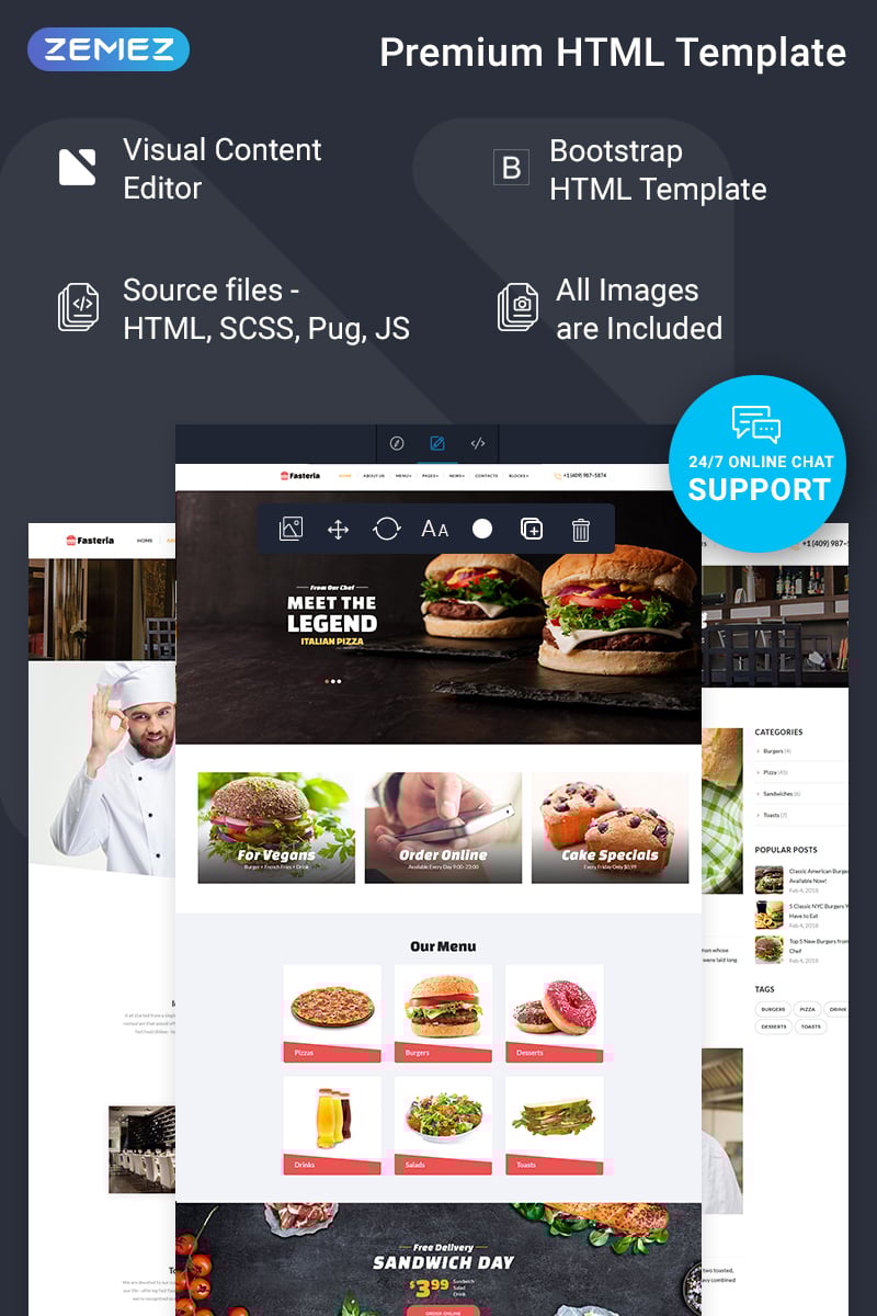 Plantilla Web "Fasteria - Restaurant Ready-to-Use" #74835