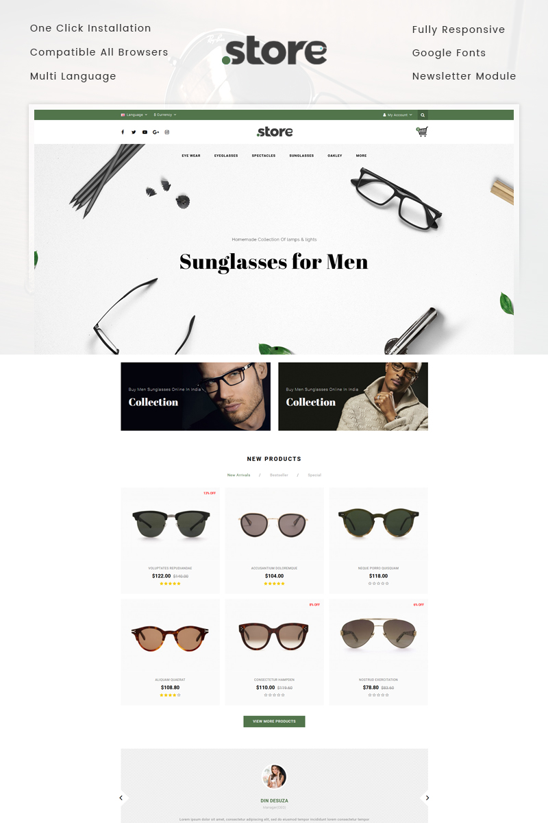 Reszponzív Eye Wear - Glasses Store OpenCart sablon 74886 - képernyőkép