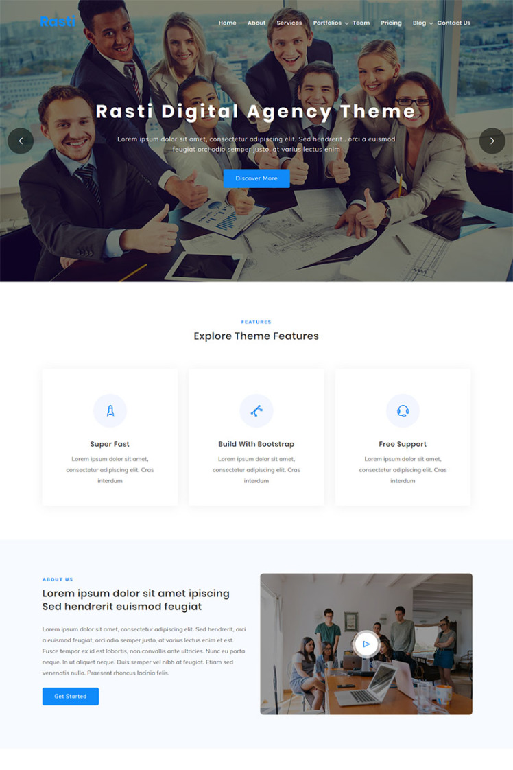 Rasti Digital Agency One page WordPress Theme