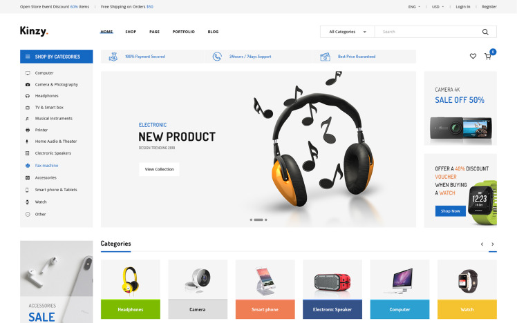 Kinzy Electronics Multi Shopify Theme #101807