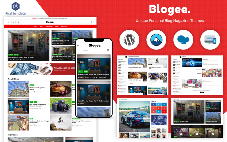 Blogee MultiConcept Blog News WordPress Theme