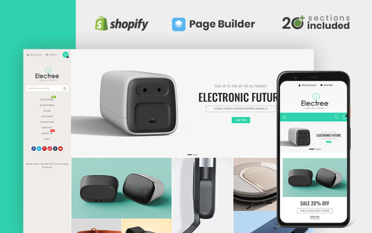 Electree Unique Electronics Store Shopify Theme #107098