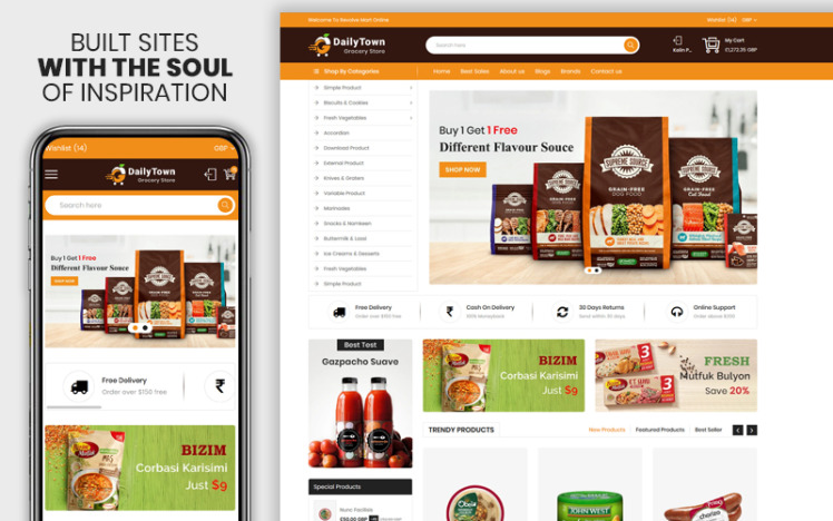 Dailytown The Grocery Food Responsive Premium Shopify Theme #107443