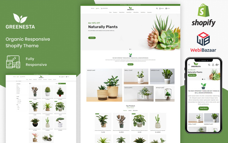 Greenesta Organic Gardening Plant Store Shopify Theme #112888