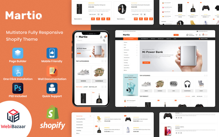 Martio Minimal Modern MultiStore Shopify Theme #115412