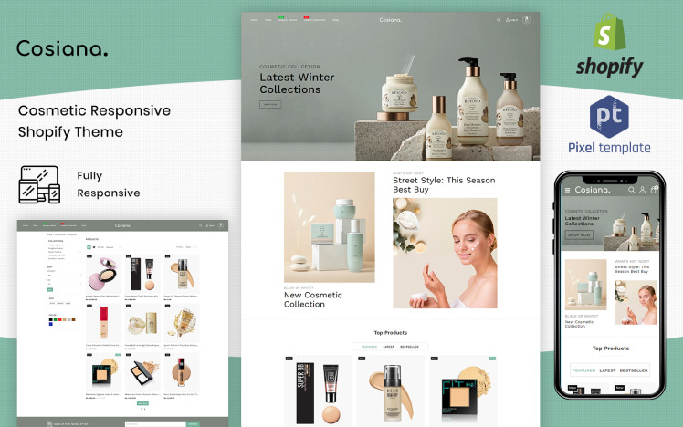 Cosiana Cosmetics Ecommerce Shopify Theme