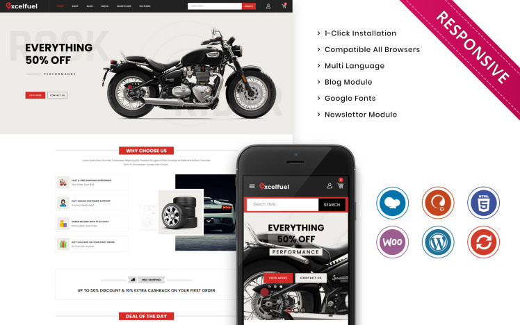 Excelfuel The Automobile Store Responsive WooCommerce Theme