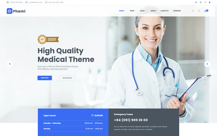 Phami Medical Health Shopify Theme #136548