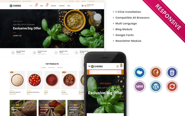 Cherbs The Spices Store Responsive WooCommerce Theme