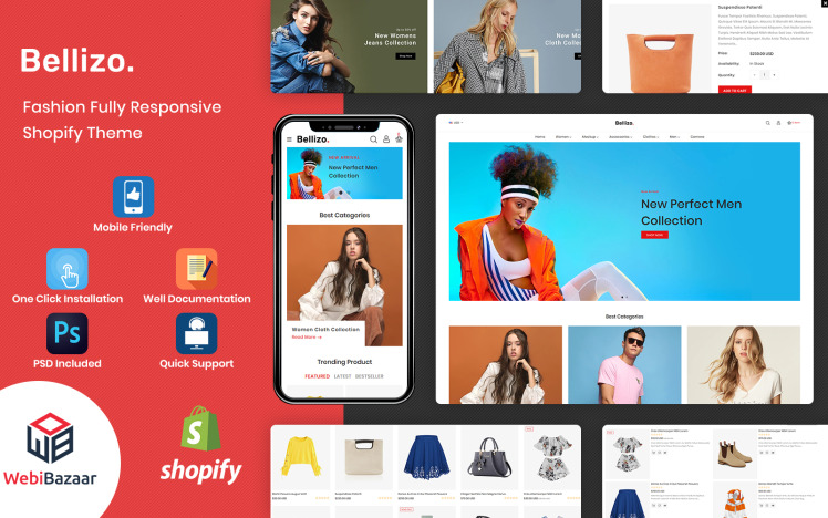 Bellizo Clean Versatile Responsive Fashion Shopify Theme #148685