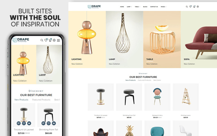 Drap Furniture Interior Bootstrap Shopify Theme #155074
