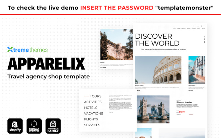 Apparelix Tour and Travel Agency Template Shopify Theme #155582