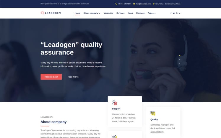 Leadogen Marketing SEO and Call Center Lead Generation WordPress Theme