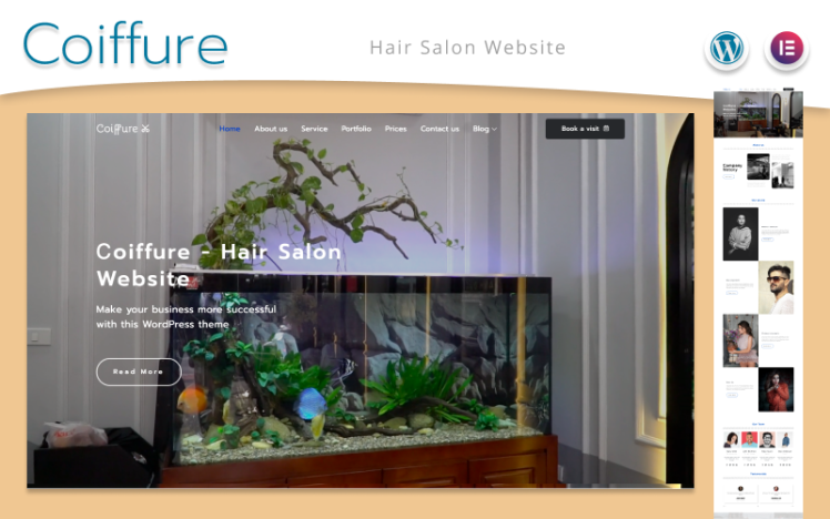 oiffure Hair Salon Website with Blog Elementor WordPress Theme