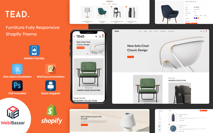 Tead Minimal Modern Furniture Shopify Theme #164978